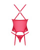 Прозрачный корсет Obsessive Lacelove corset XL/2XL Red, кружево, подвязки для чулок || 