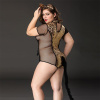 Эротический костюм кошечки JSY «Императрица Китти» Plus Size, Black, боди, шнуровка, хвост, ушки || 