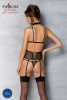 Корсет с открытой грудью Passion DOMINICA CORSET S/M black, пажи для чулок, стринги || 