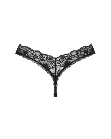 Кружевные стринги Obsessive Donna Dream thong XL/2XL Black, низкая посадка || 