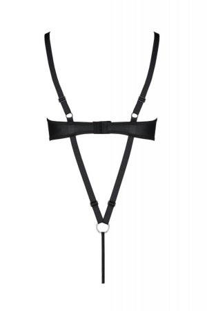 Боди из экокожи Passion Celine Body 4XL/5XL black, с доступом, открытый || 