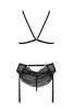 Комплект с открытым доступом Passion DELIENA SET L/XL black, лиф, стринги, пояс для чулок || 