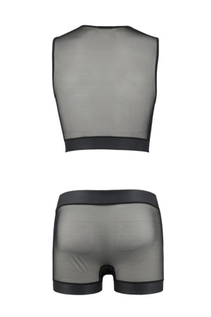Комплект мужского белья на шнуровке Passion 053 Set William XXL/XXXL Black, жилет, боксеры || 