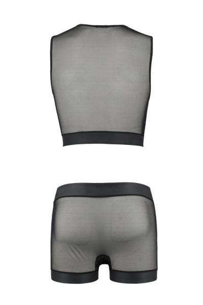 Комплект мужского белья на шнуровке Passion 053 Set William XXL/XXXL Black, жилет, боксеры