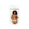 Трусики-бразилиана Penthouse Adore Me L/XL White, цветочное кружево, тонкие ремешки, бантики || 