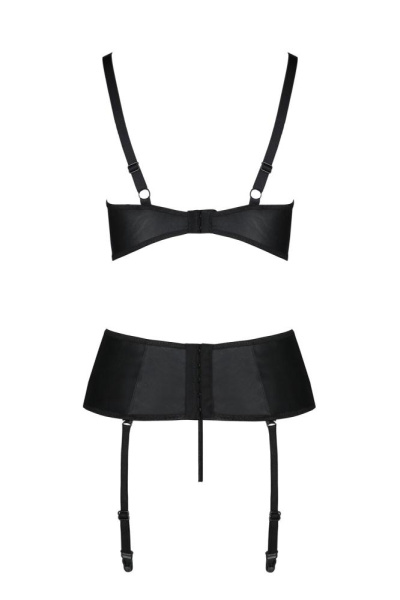 Корсет с открытой грудью Passion JANNIES CORSET S/M black, стринги в наборе