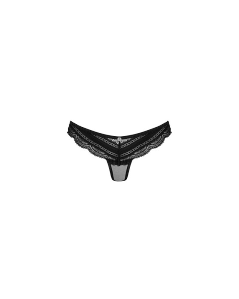 Полупрозрачные трусики с подвеской Obsessive Ivannes panties black L/XL, черные