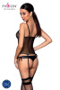 Корсет со шнуровкой Passion NESSY CORSET L/XL black, стринги с открытым доступом, пажи для чулок || 