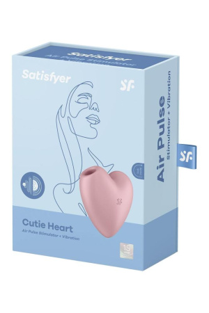 Вакуумный стимулятор-сердечко с вибрацией Satisfyer Cutie Heart Light Red || 