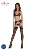 Комплект с открытым доступом Passion DELIENA SET XXL/XXXL black, лиф, стринги, пояс для чулок || 