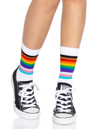 Носки женские в полоску Leg Avenue Pride crew socks Rainbow, 37–43 размер || 