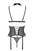 Корсет с открытой грудью Passion DOMINICA CORSET S/M black, пажи для чулок, стринги || 
