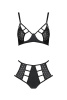 Комплект белья Passion TASMINA SET S/M black, лиф, высокие трусики с корсетом сзади || 
