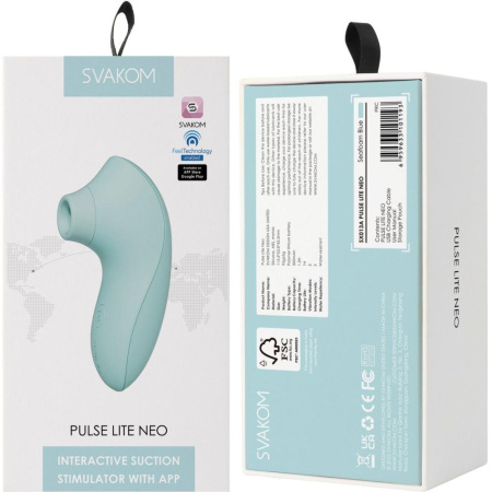 Вакуумный стимулятор Svakom Pulse Lite Neo Seafoam Blue, управляется со смартфона || 