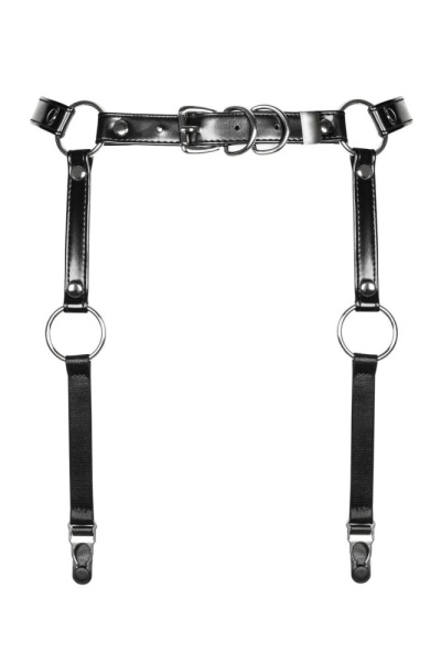 Гартеры Obsessive A741 garter belt black O/S, искусственная кожа