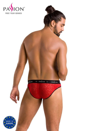 Мужские полупрозрачные трусы Passion 031 Slip Mike L/XL Red, под леопард || 