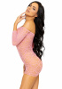 Платье-сетка с сердечками Leg Avenue Heart net mini dress Pink, завязки, открытые плечи, one size || 