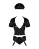 Эротический костюм полицейского Obsessive Police set S/M, black, топ, шорты, кепка, пояс, портупея || 