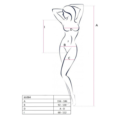 Бодистокинг Passion BS064 One Size, Red, боди, закрытое плечо, открытый доступ || 