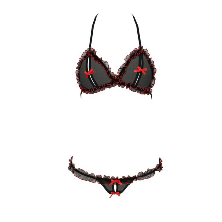 Комплект белья GIANA BIKINI black XXL/XXXL - Passion: полупрозрачные лиф и трусики с бантиками || 