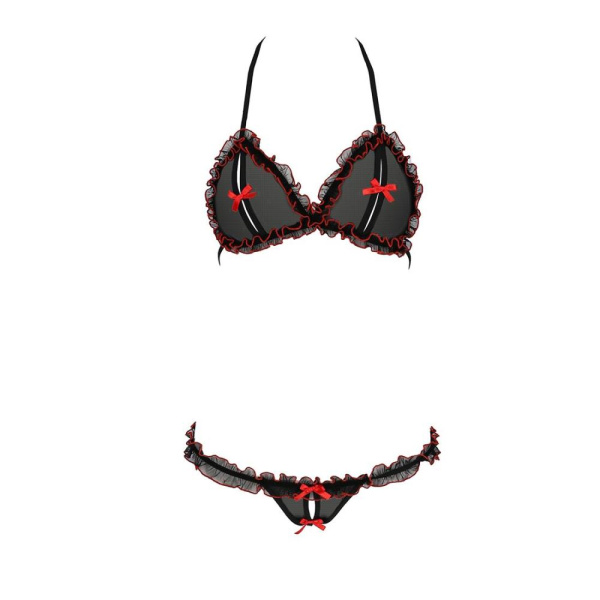 Комплект белья GIANA BIKINI black XXL/XXXL - Passion: полупрозрачные лиф и трусики с бантиками