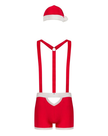 Мужской эротический костюм Санта-Клауса Obsessive Mr Claus L/XL, боксеры на подтяжках, шапочка с пом || 