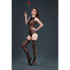 Комплект: боди и чулки Moonlight Model 15 XS-L Black, с цветочным вертикальным рисунком