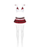 Эротический костюм школьницы с мини-юбкой Obsessive Schooly 5pcs costume S/M, бело-красный, топ, юбк || 