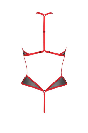 Сетчатое боди с кружевом на груди Passion SATARA BODY S/M red || 
