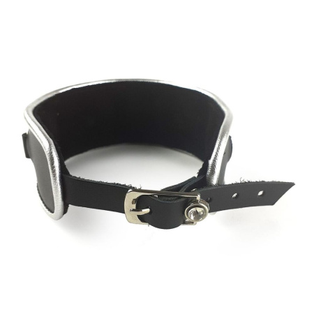 Ошейник из натуральной кожи со стразами и кольцом Art of Sex -  Collar Ring || 