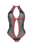 Сетчатое боди с кружевом на груди Passion SATARA BODY L/XL red || 