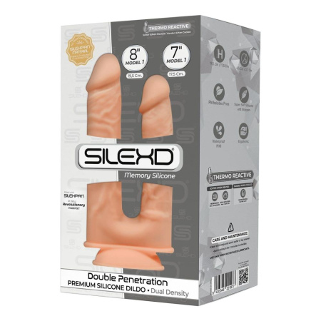 Фаллоимитатор двойной SilexD Double Gusto Flesh (Model 1 size 8" & 7"), двухслойный, силикон + Silex || 