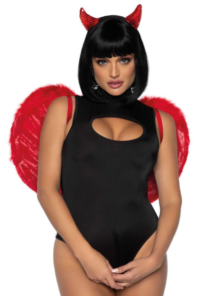 Крылья дьяволицы Leg Avenue devil wings Red, настоящие перья