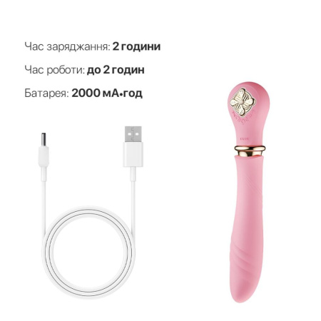 Пульсатор с подогревом Zalo Sweet Magic - Desire Fairy Pink, турбо режим || 