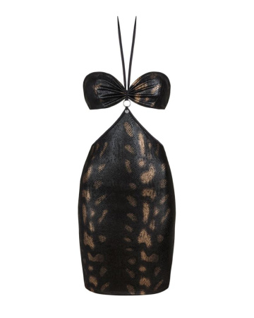 Платье под змеиную кожу Obsessive Vivianty dress XS/S, черное || 