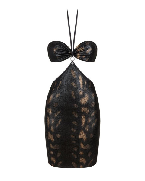 Платье под змеиную кожу Obsessive Vivianty dress XS/S, черное
