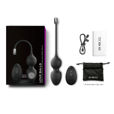 Вагинальные шарики Dorcel LOVE BALLS BLACK, вибрации и движения внутреннего шарика, пульт ДУ || 