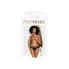 Трусики-бразилиана Penthouse Adore Me M/L Black, цветочное кружево, тонкие ремешки, бантики || 
