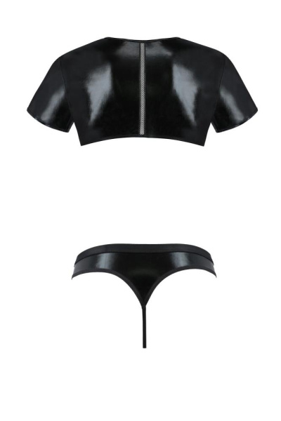 Комплект мужского белья под латекс Passion 057 Set Peter S/M Black, кроп-топ, стринги