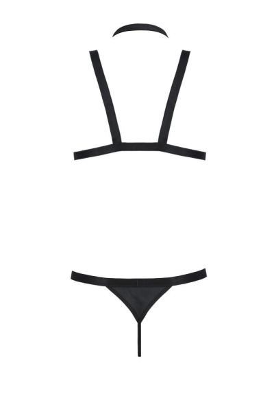 Комплект мужского белья из стреп Passion 039 Set Andrew S/M Black, стринги, шлейка