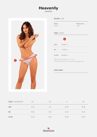 Полупрозрачные трусики Obsessive Heavenlly panties XS/S, открытые ягодицы || 