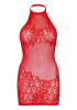Платье-сетка со стразами Leg Avenue Rhinestone halter mini dress Red, открытая спина, one size || 