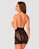 Полупрозрачная сорочка с открытой грудью Obsessive Lacrisia chemise M/L, черная, с чокером || 