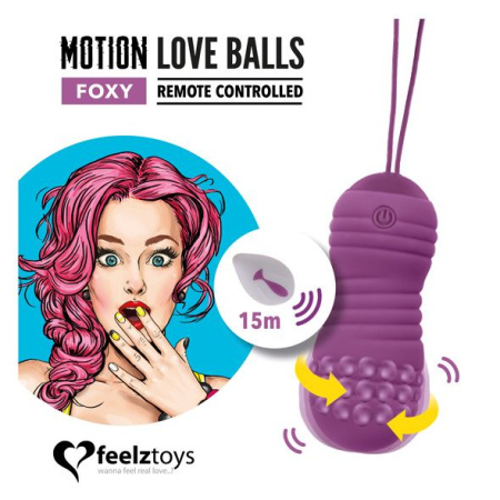 Вагинальные шарики с жемчужным массажем FeelzToys Motion Love Balls Foxy с пультом ДУ, 7 режимов || 