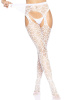 Ажурные колготки с сердечками Leg Avenue Heart White, one size, имитация чулок || 