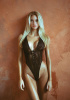 Кружевное боди Leg Avenue Floral lace thong teddy Black, шнуровка на груди, one size || 