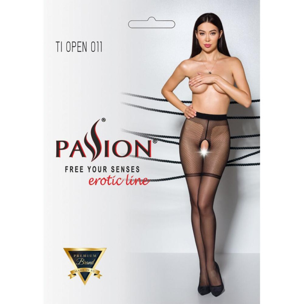 Колготки с открытым доступом, с контрастными шортиками TIOPEN 011 black 1/2 (20 den) — Passion