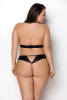 Комплект из экокожи Passion Malwia Set with Open Bra 6XL/7XL black, топ и трусики с люверсами || 