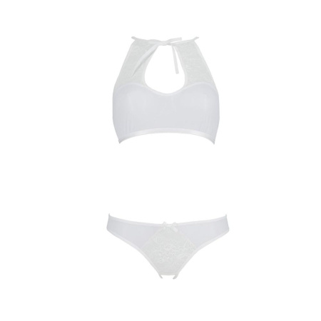 Комплект: бра, трусики с ажурным декором и открытым шагом Ursula Set white L/XL — Passion || 