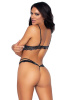 Эротический комплект со стрепами и стразами Leg Avenue Ready Or Not S Black, бра + стринги || 